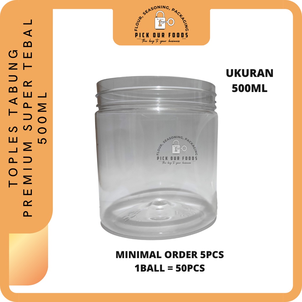 Toples Tabung Premium Super Tebal 500 ml / Toples Jar Cylinder / Toples Plastik Bening / Toples Silinder / Toples Kue Lebaran