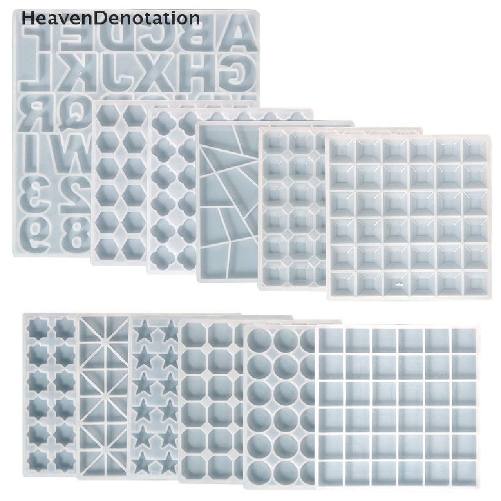 [HeavenDenotation] Mosaic Patch Mold Multi Style Untuk Epoxy Resin Making Coaster Cetakan Resin Silikon Coaster Cetakan Untuk Resin DIY Perhiasan Tray Mold HDV