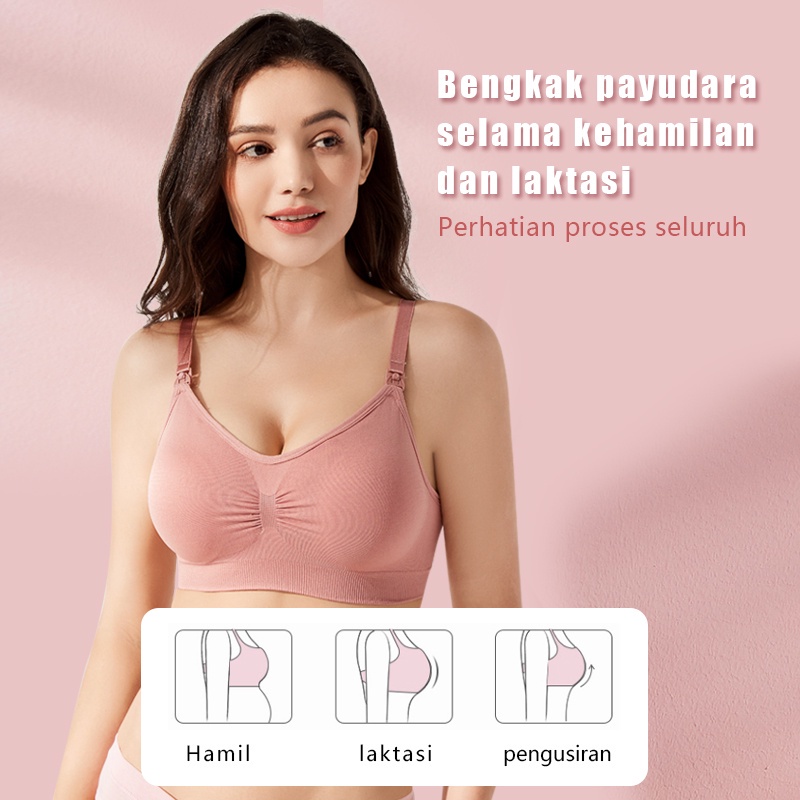 ANGEL MOMMY IBU Bra Menyusui Jumbo Kancing Depan Tanpa Kawat Hamil Murah Bh Menyusui Bahan Katun-2