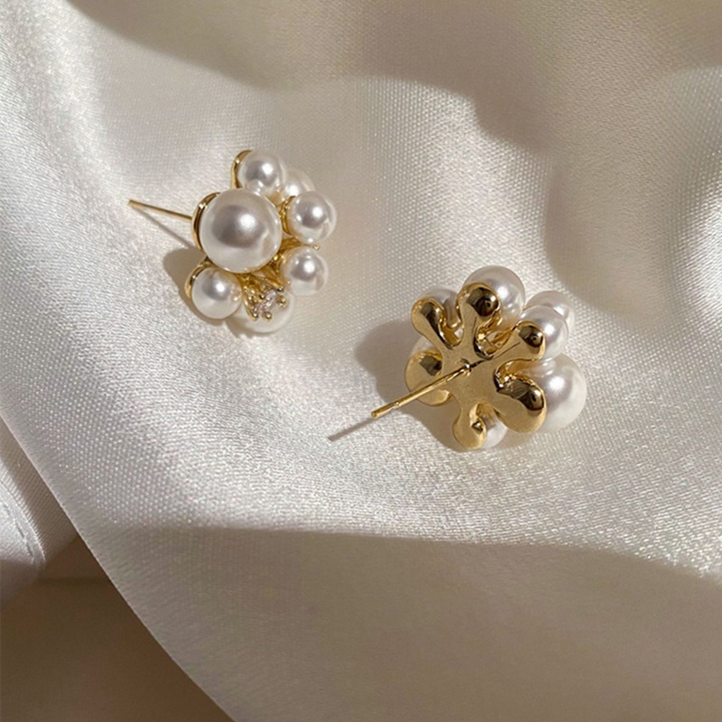 [AYBx] Baju Kaos Distro Pria Wanita Lengan Pendek 1pasang Fashion Baru Bunga Lucu Berbentuk Mutiara Buatan Dan Anting Stud Untuk Wanita