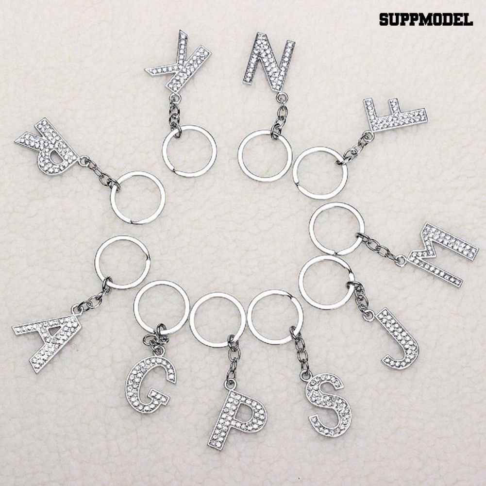 [SM] Bling Alphabet Keyring Inisial Huruf Unisex Hias Berlian Imitasi Gantungan Kunci Hadiah