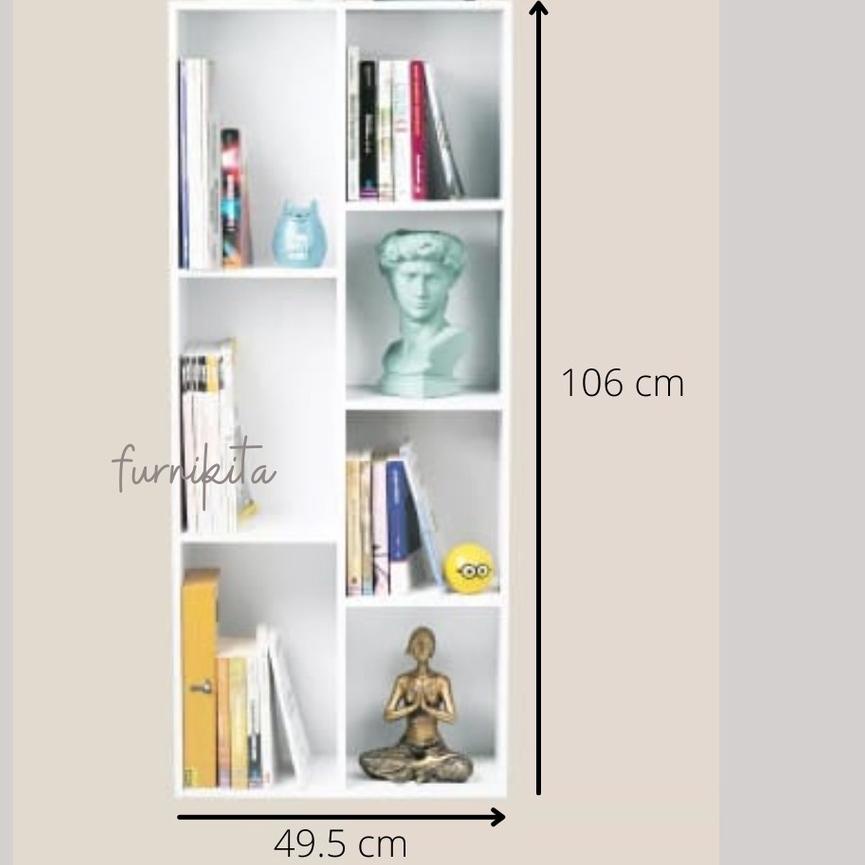 ✯ RAK BUKU  SERBAGUNA 7 SEKAT PUTIH MINIMALIS / LEMARI BUKU / LEMARI HIAS ♀