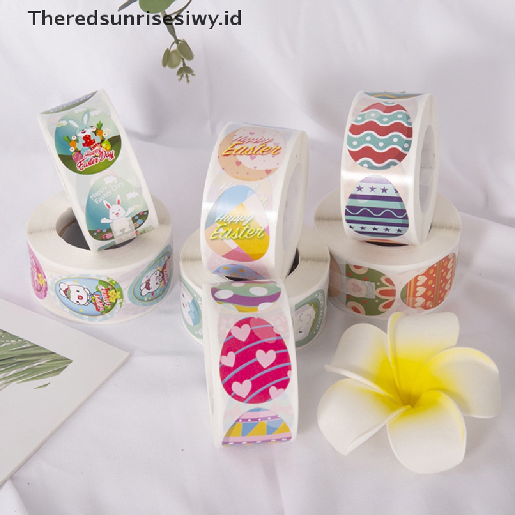 # Baju Lebaran # Stiker Liburan Lebaran 500buah Berbentuk Telur Paskah Self-adhesive Label Roll Stiker Kartun Telur Kemasan Sealing Stiker~