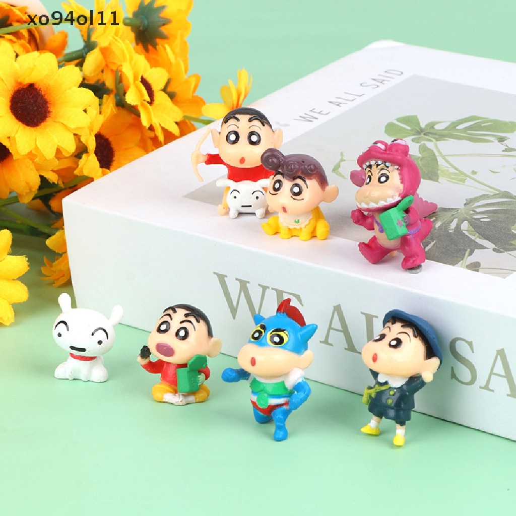 Xo 8Pcs Crayon Shin-Chan Boneka Tokoh Anime Model Desktop Lucu Hiasan Mobil Dekorasi Rumah Mainan Anak Rumah Boneka Boneka Mikro Landscape Ornamen Dekorasi Kue Insert OL