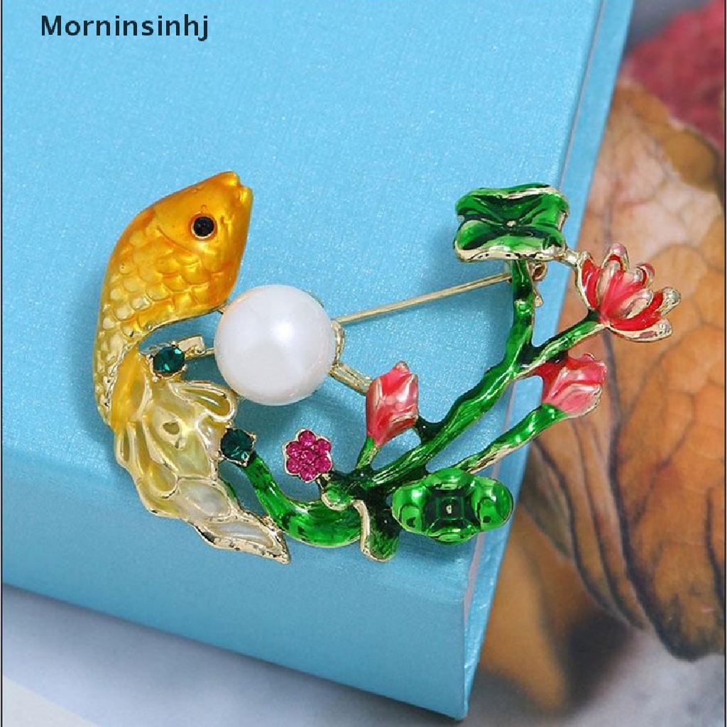 Mornin Perhiasan Bros Kristal Ikan Merah Vintage Untuk Wanita Strass Pin Dan Aksesoris id