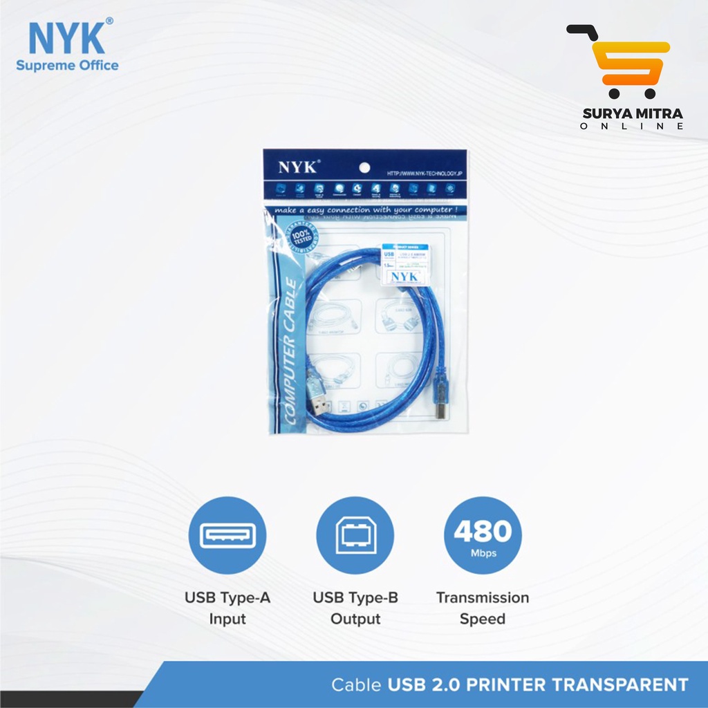 Cable USB Printer NYK 1,5M V.2.0