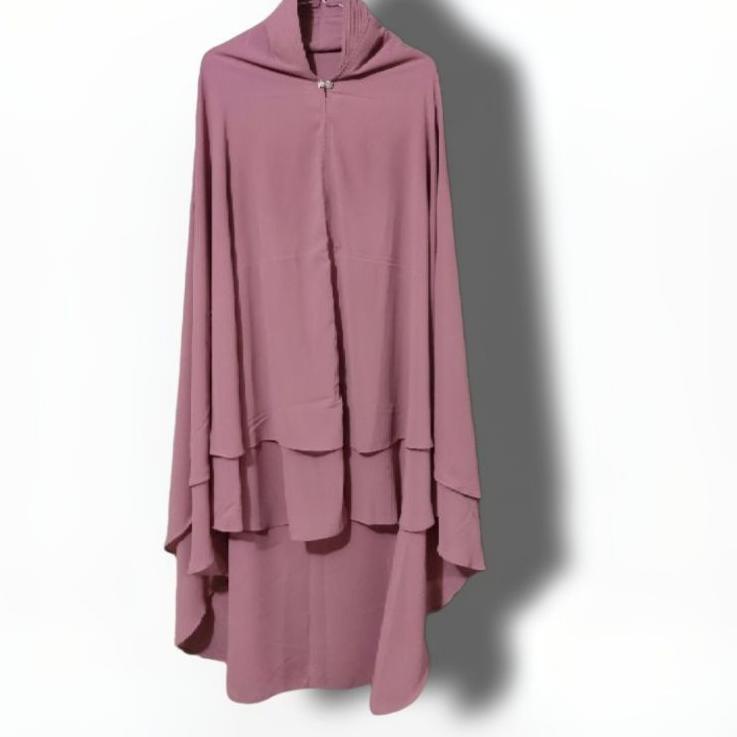 ☝ Jilbab Khimar Ceruti jumbo size XXL polos 2 layer ●