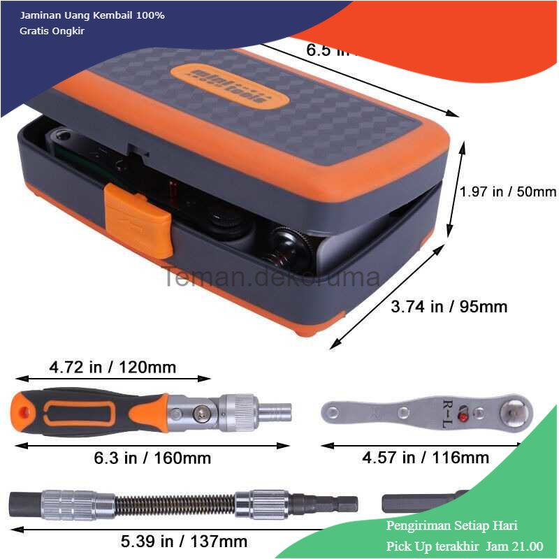 TD - HTA AOTUO Set Kunci Ratchet Screwdriver Household Repair Tools 38in1 - 2880A