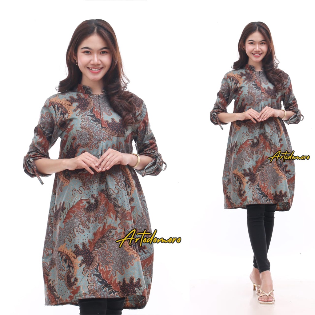 Artodomoro Tunik Batik Wanita Motif Talas Hijau