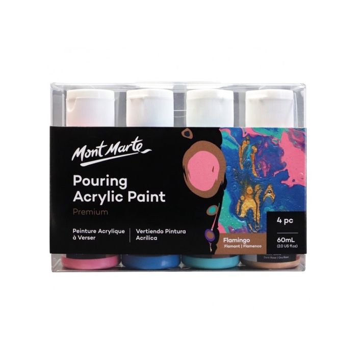 

Mont Marte Premium Pouring Acrylic Paint 60ml (2oz) 4pc Set - Flamingo