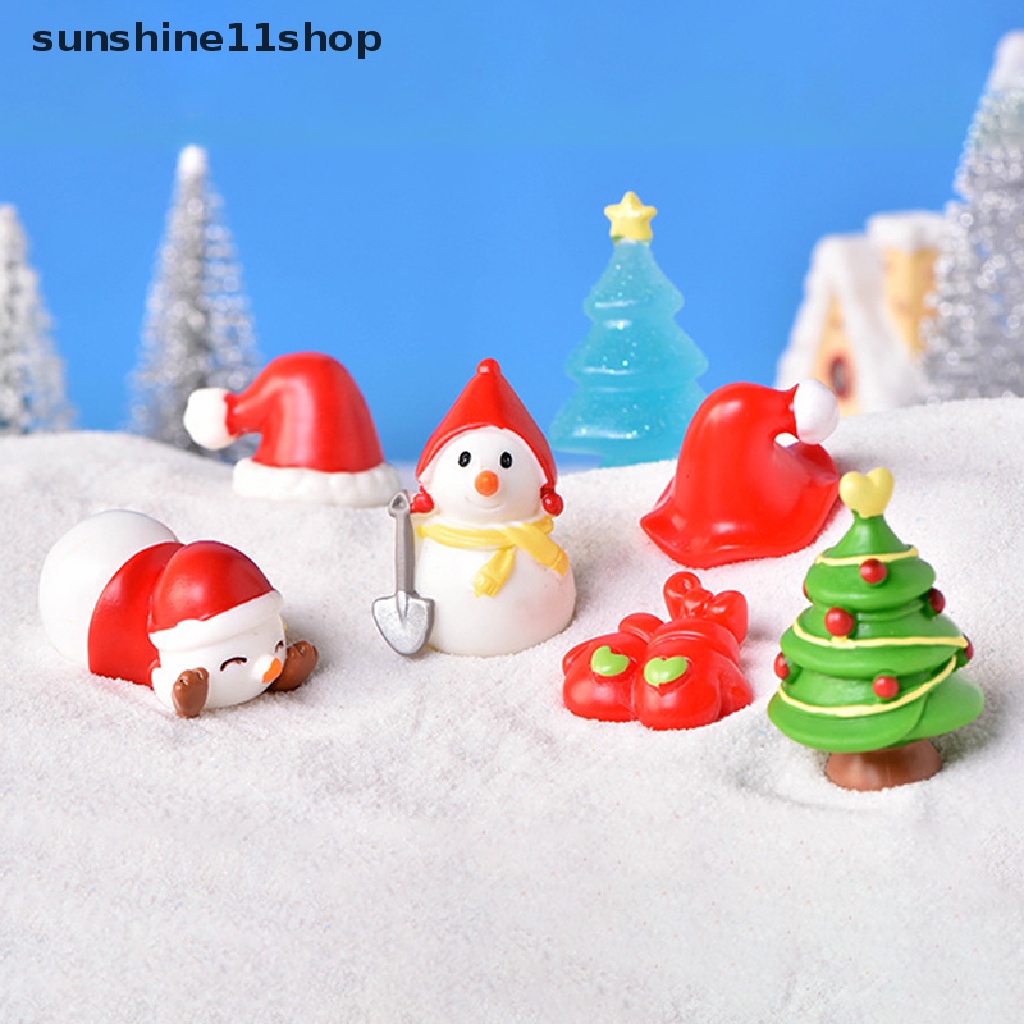 Sho Ornamen Natal Resin Elk Santa Claus 2023patung Rumah Miniatur N