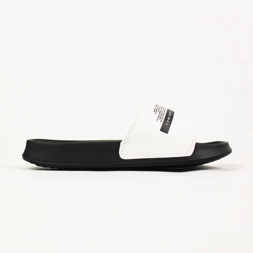 Sendal Slop Pria Wanita BOYSCODE Comfort Zone Hitam Putih / Slide Pria / Slip On Pria / Sendal Cowok / Sendal Cewek