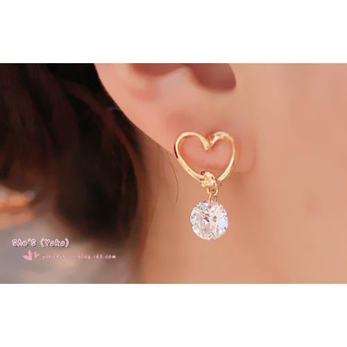 Anting Bentuk Hati | Anting Berlian Zirkon | Kalung Rantai Rose Gold 18k Untuk Wanita