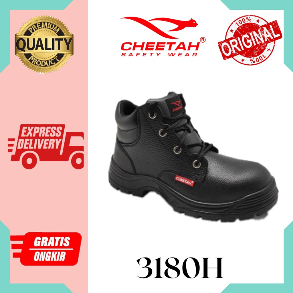 Sepatu Safety Cheetah Revolution 3180H / Safety Shoes Cheetah 3180 Hitam
