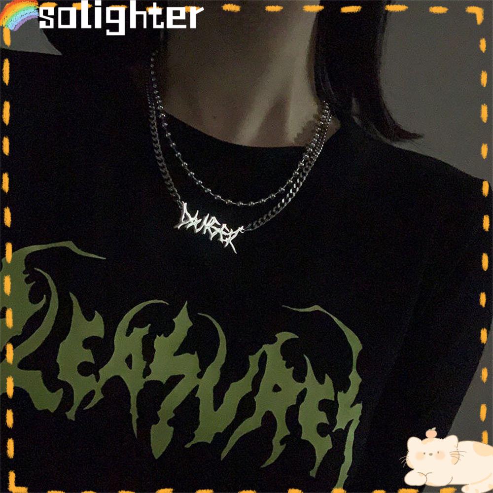 Kalung SOLIGHTER Huruf Pria Dan Wanita Kalung Fashion Baja Titanium Keren