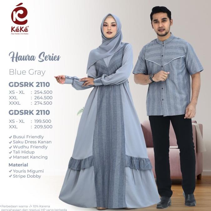 Sarimbit keluarga keke seri haura grey link gamis dewasa