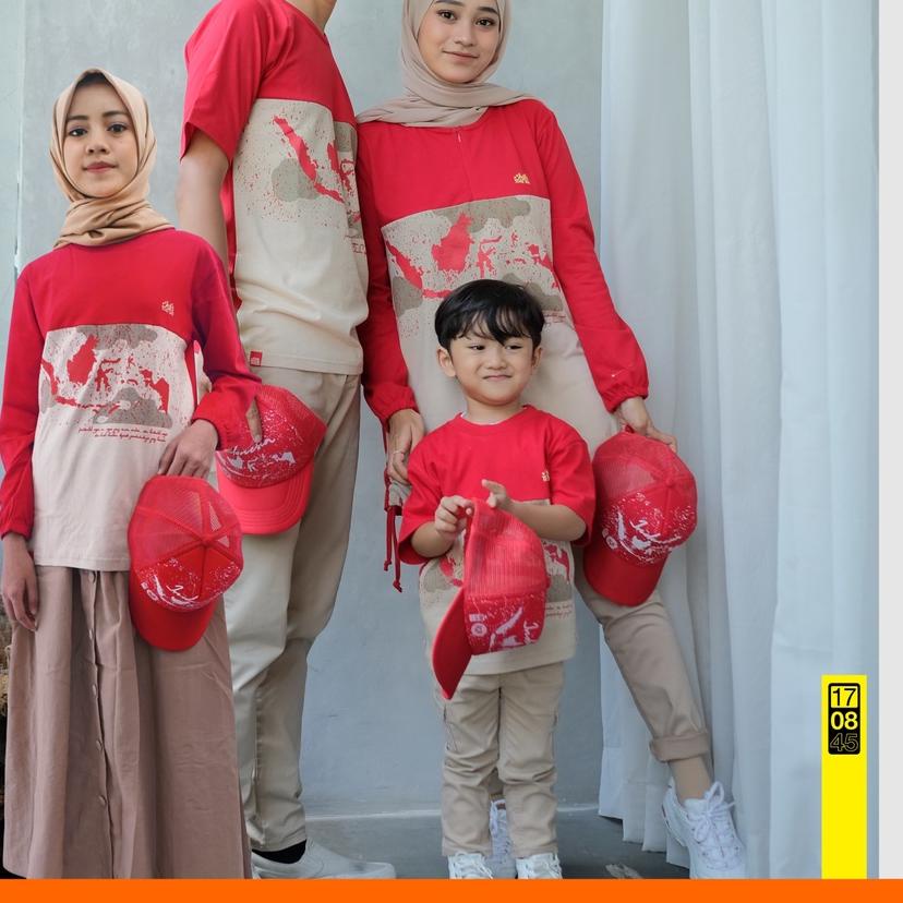 ➦ Kaos Merah Putih Couple Edisi 17 Agustus Baju Couple Keluarga SM28 Merah Coksu ◘