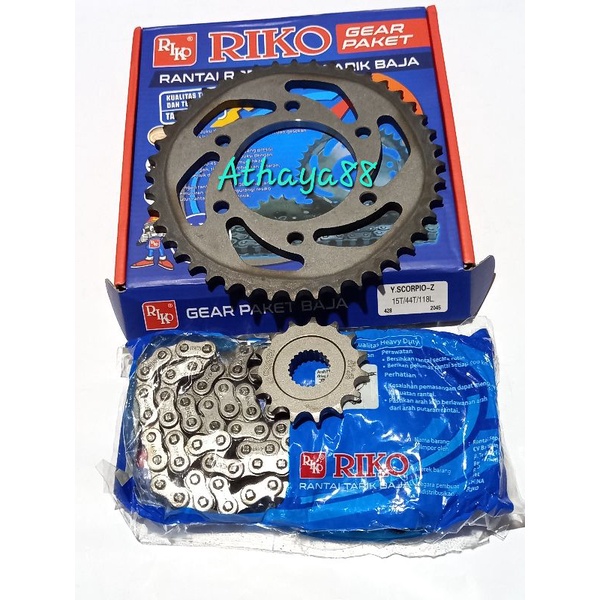 GEAR GIR SET RIKO YAMAHA SCORPIO SET GIR DEPAN BELAKANG+RANTE