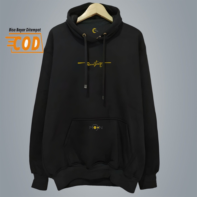 Sweateer Hoodie Pria Wanita Warna Hitam Motif Gold Sweter Hodie Cowok Switer Hudie Cewe