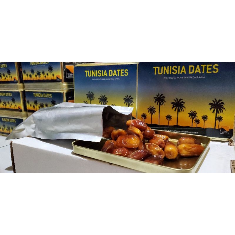 kurma tunisia palm dates kemasan kaleng 1kg premium