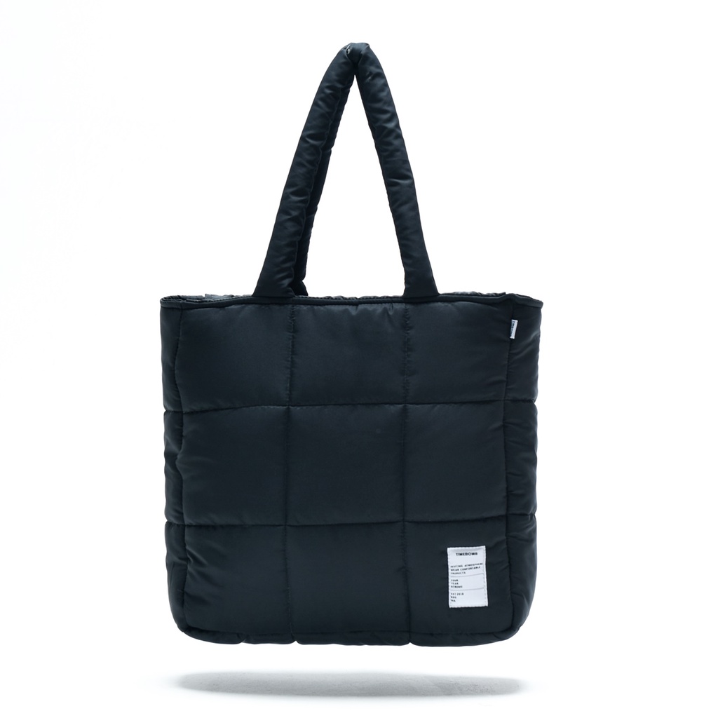 TIMEBOMB | totebag | puff tote bag | puff bag | puffy bag |  BLACK L