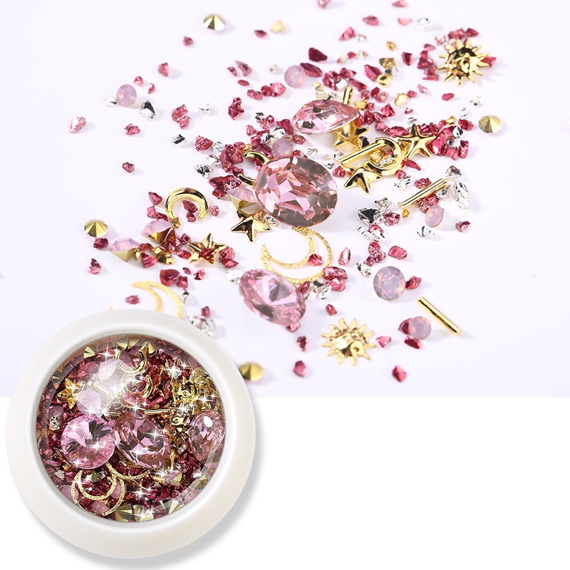 1 Kotak Kuku Rhinestone Aksesoris Kuku Kristal Untuk Kuku 3D Kuku Seni Hiasan Campuran Permata Membutuhkan Nail Art Diy