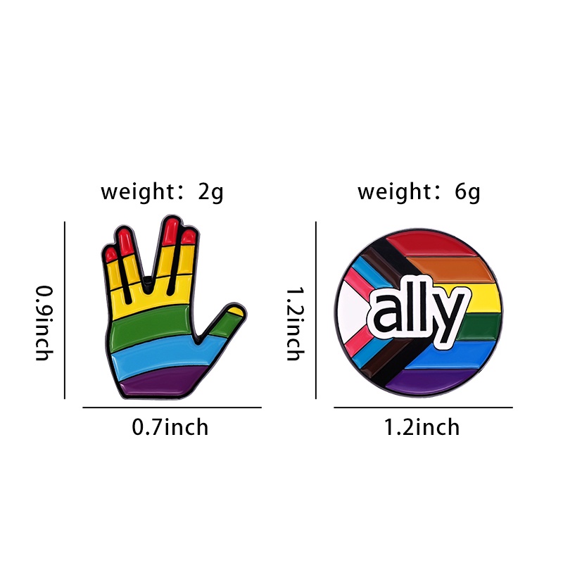 Ally Progress Pride Rainbow Flag Tangan LGBTQ Enamel Pin Bros Lencana Logam Kerah Pin Baju Kerah Perhiasan Aksesoris Hadiah