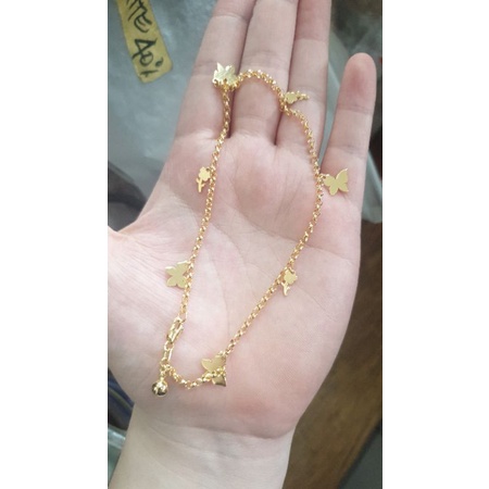 gelang kaki paperclip paperlina syahnaz bunga love hati emas asli 25 cm 375 8k