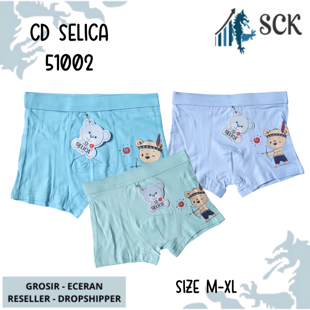 CD Anak Model BOXER Selica 51001 51002 51003 Polos Warna / Celana Dalam Anak