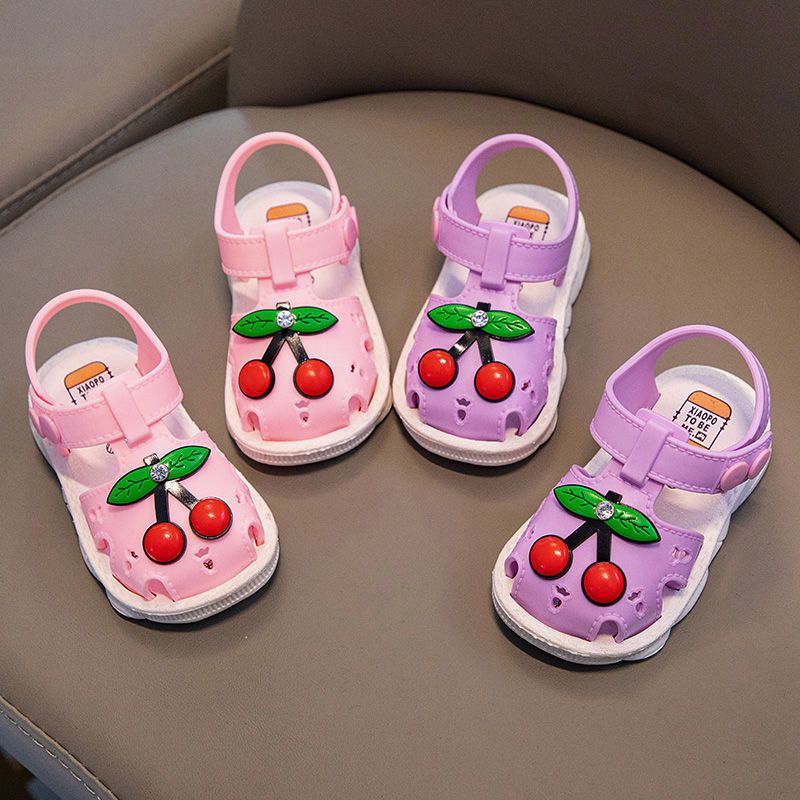 SH2134 Sepatu sendal motif ceri timbul anak perempuan bayi fashion bayi baby born bayi 3 bulan sampai 2 tahun Size 16-25