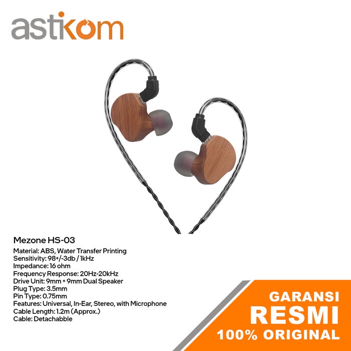 Mezone HS-03 IEM Earphone with Mic In Ear Monitor Dual Dynamic Driver