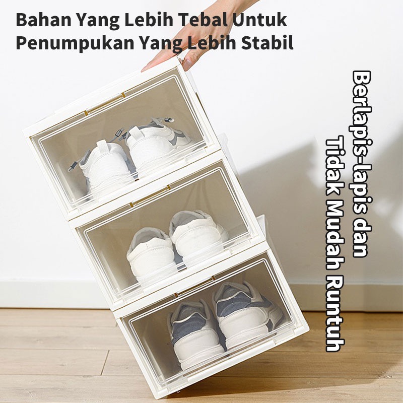 Kotak Sepatu Transparan Tebal Serbaguna Shoes Box Tempat Penyimpanan Sandal