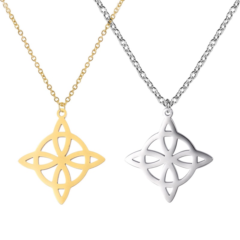 Segitiga Celtics Simpul Bulat Liontin Kalung Geometris Nordic Viking Irish Triquetra Amulet Necklaces Unisex Perhiasan