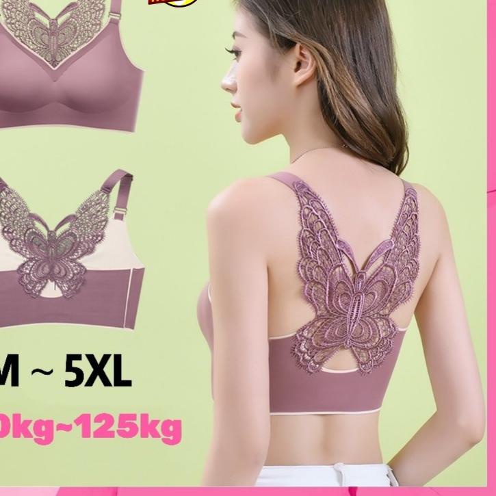 ♗ BIG SIZE sport bra model seamless bahan Latex Renda Kupu-Kupu  produk terbaru. ➩