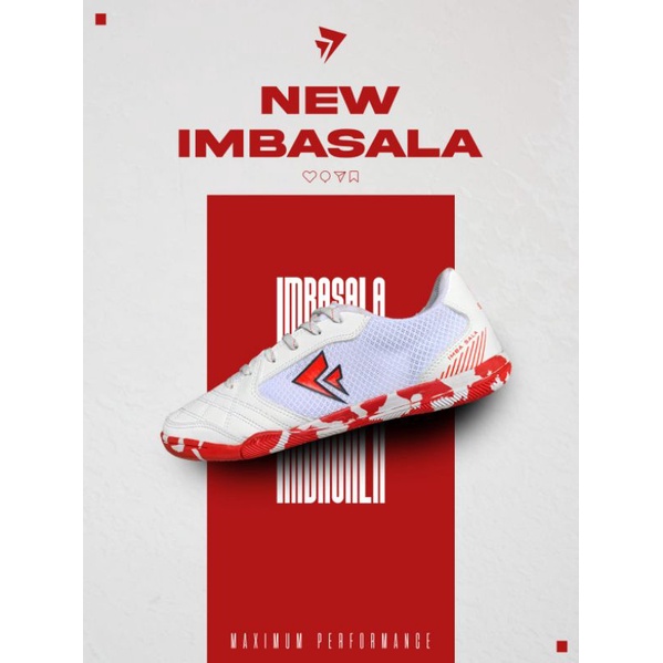 SEPATU FUTSAL SEVSPO NEW IMBASALA CAMO WHITE RED & BLACK WHITE 100% ORIGINAL