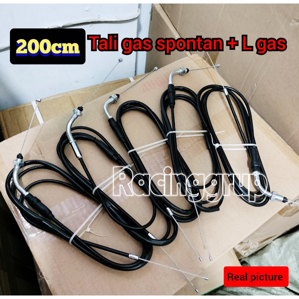 PAKET 2 Kabel gas spontan tali gas carbon black liat gold original domino panjang 190Cm universal