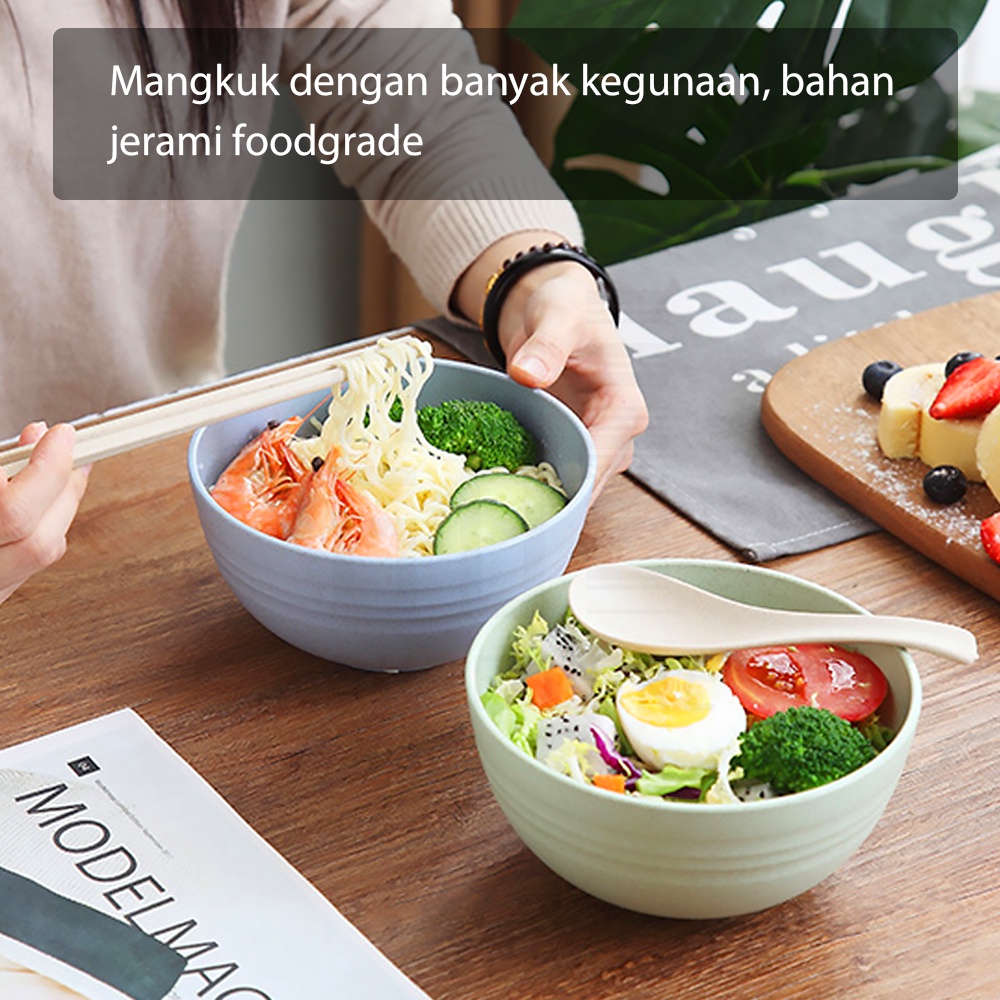 HUGO Mangkuk Jerami Wheat Straw Bowl Mangkok Sup Plastik Microwaveable