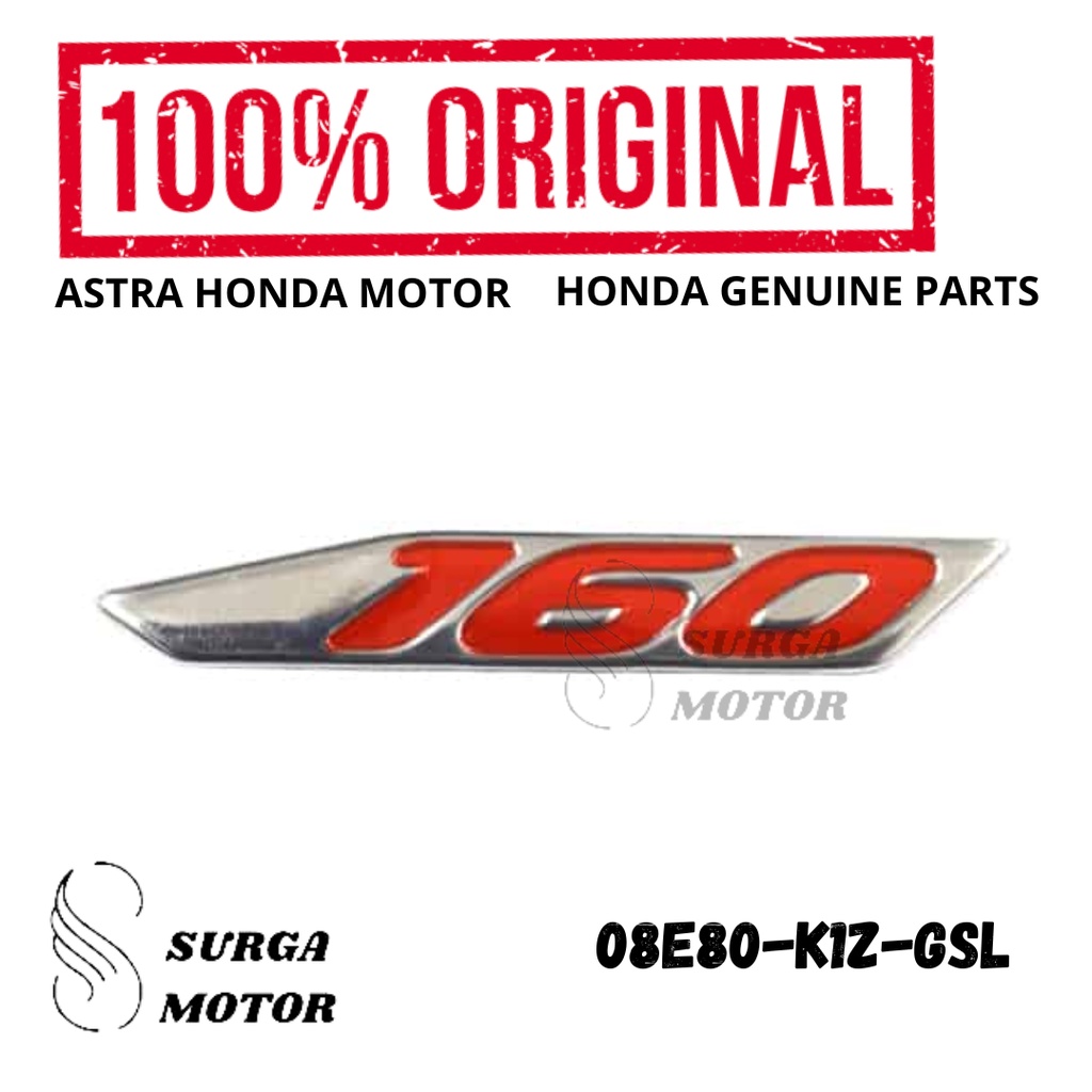 Stiker 3D Emblem Tulisan 160 PCX160 Silver Merah Accesories ORIGINAL AHM 08E80-K1Z-GSL K1Z Sticker B