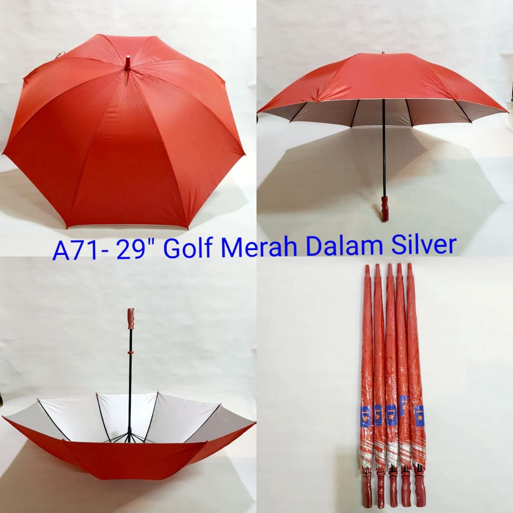 Payung Golf Jumbo Polos Luar Warna Dalam Silver Payung Promosi Payung Sablon