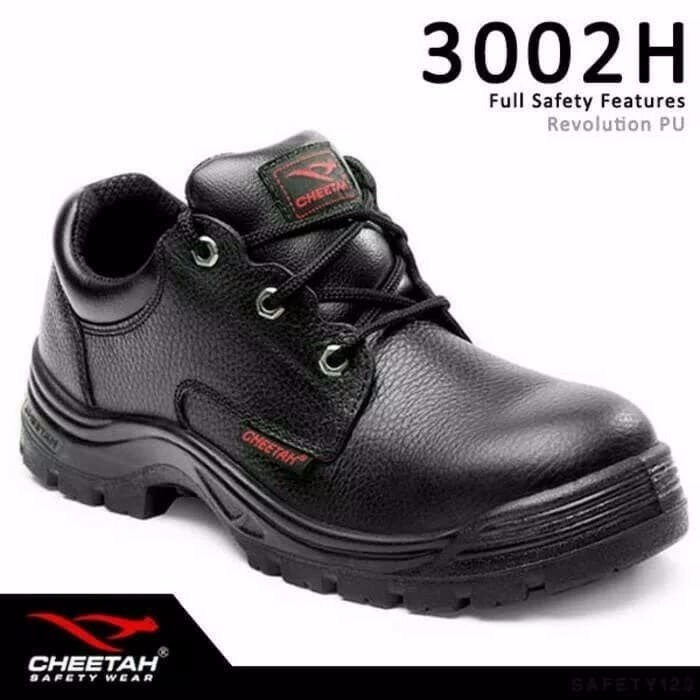 SEPATU SAFETY SHOES CHEETAH 3002H TALI HITAM