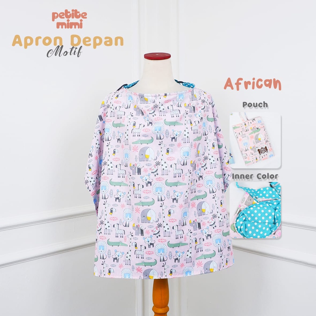 Petite Mimi Apron Polos Bordir Pelangi / Awan Reguler - Apron Menyusui - Apron Pouch -  SNI