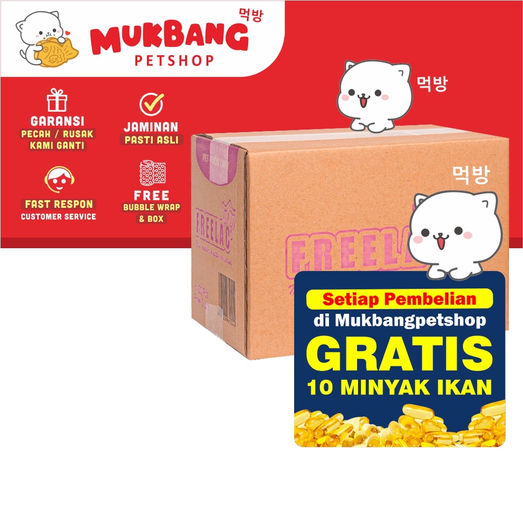 Susu Kucing Freelac Box Isi 22 Alergi Non-Lactose Freelac 35 Gr Susu Kitten Babycat Tanpa Laktosa Growssy Cat Milk