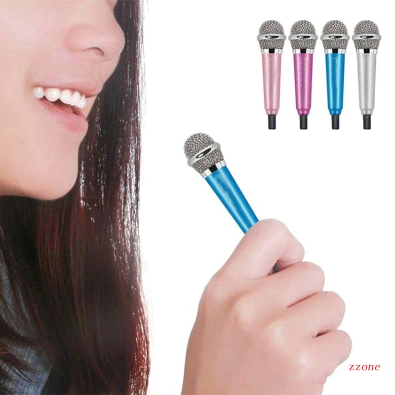 Zzz Mikrofon Telepon Bahan Metal Dengan Penutup Spons Mini Portable Vokal 3.5mm Suara Stereo