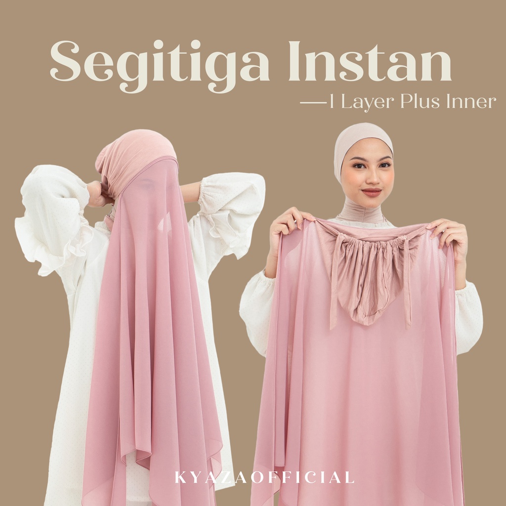 K͙Y͙Z͙ Hijab Segitiga Instan Plus Inner Turki 1 Layer | Segitiga Instan | Ceruty Babydoll