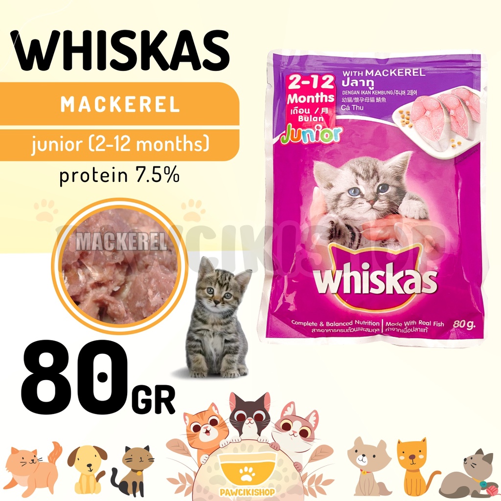 PAWCIKISHOP - WHISKAS POUCH JUNIOR MACKEREL / whiskas / whiskas pouch / wiskas kucing / whiskas juni
