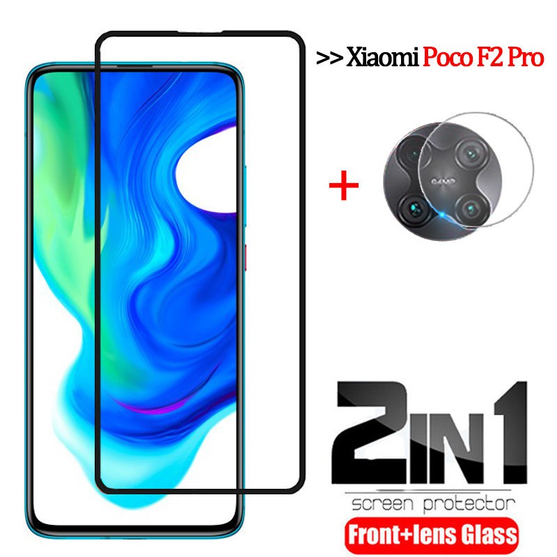 Pelindung Layar Bahan Tempered Glass Poco F2 Pro Paket 2 in 1