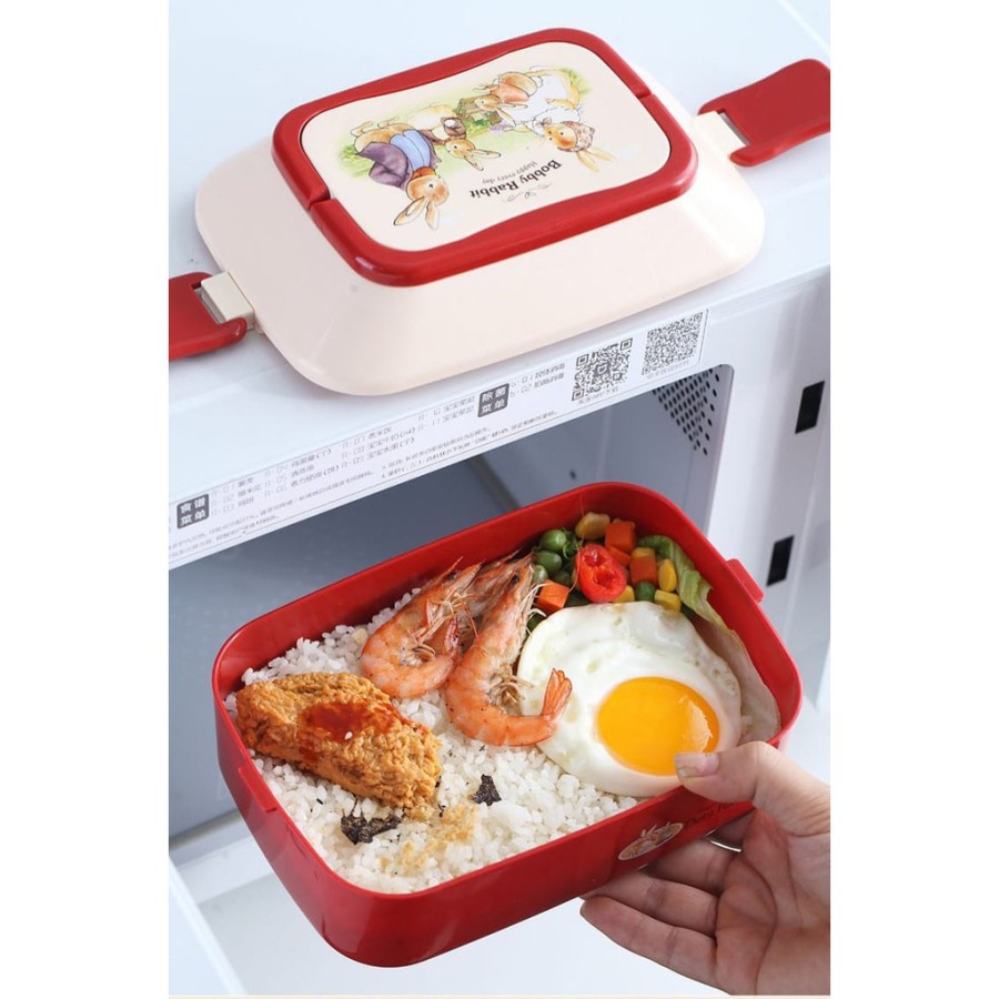 KOTAK MAKAN ANAK CUTE 2 SUSUN / LUNCH BOX KOTAK BEKAL FREE SENDOK GARPU