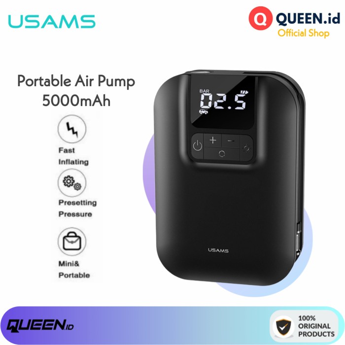 Terlaris Usams Mini Car Tire Pump - Pompa Angin Ban Motor Sepeda Portable Zb215