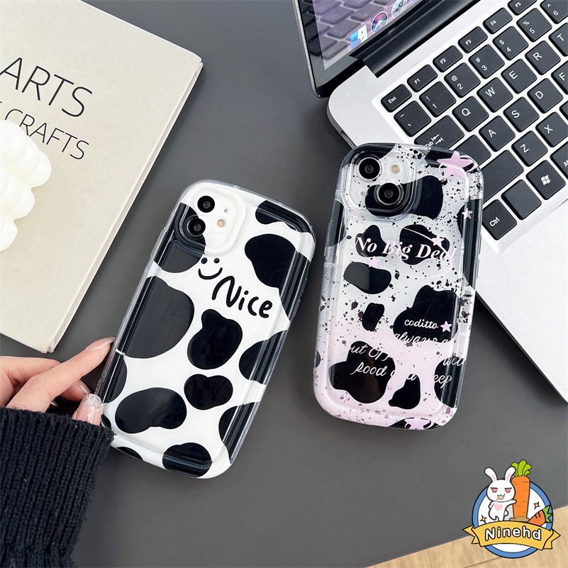 Casing Kompatibel Untuk iPhone14 13 12 11 Pro Max X Xr Xs Max 8 7 6 6s Plus SE 2020 Fashion Hitam Putih Pola Sapi Casing Ponsel Silikon Shockproof Airbag Soft Case Cover Pelindung