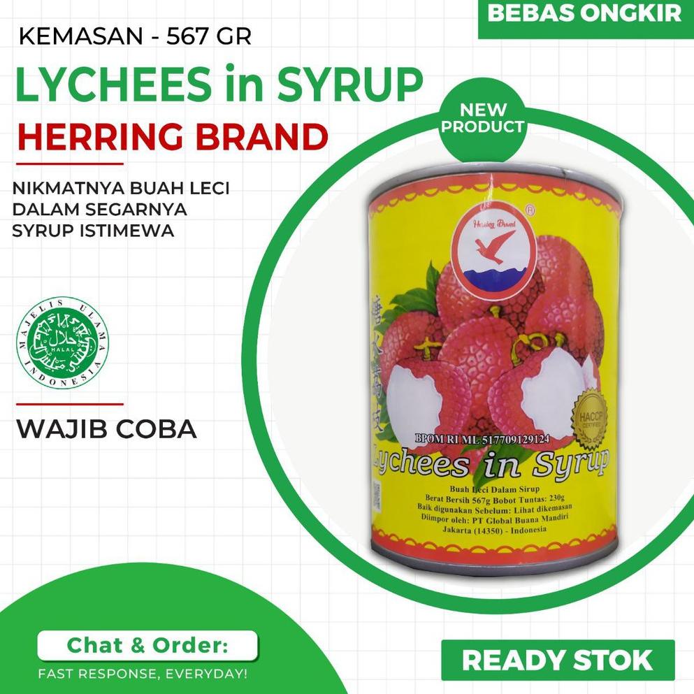 

cxl60 Lychees In Syrup / Lychees Kaleng / Leci Kaleng - Herring Brand .,..,.,.,.
